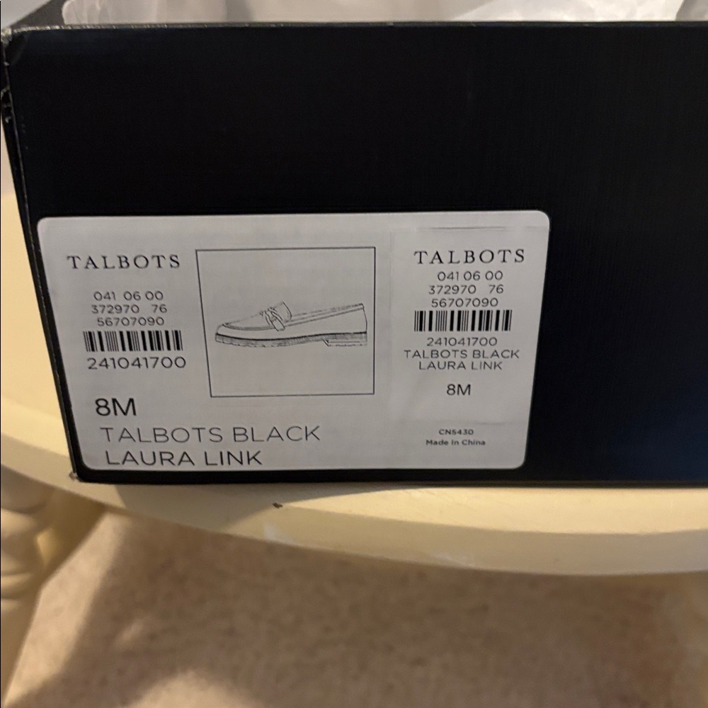 Talbots Black and White Loafers with Gold Accent
